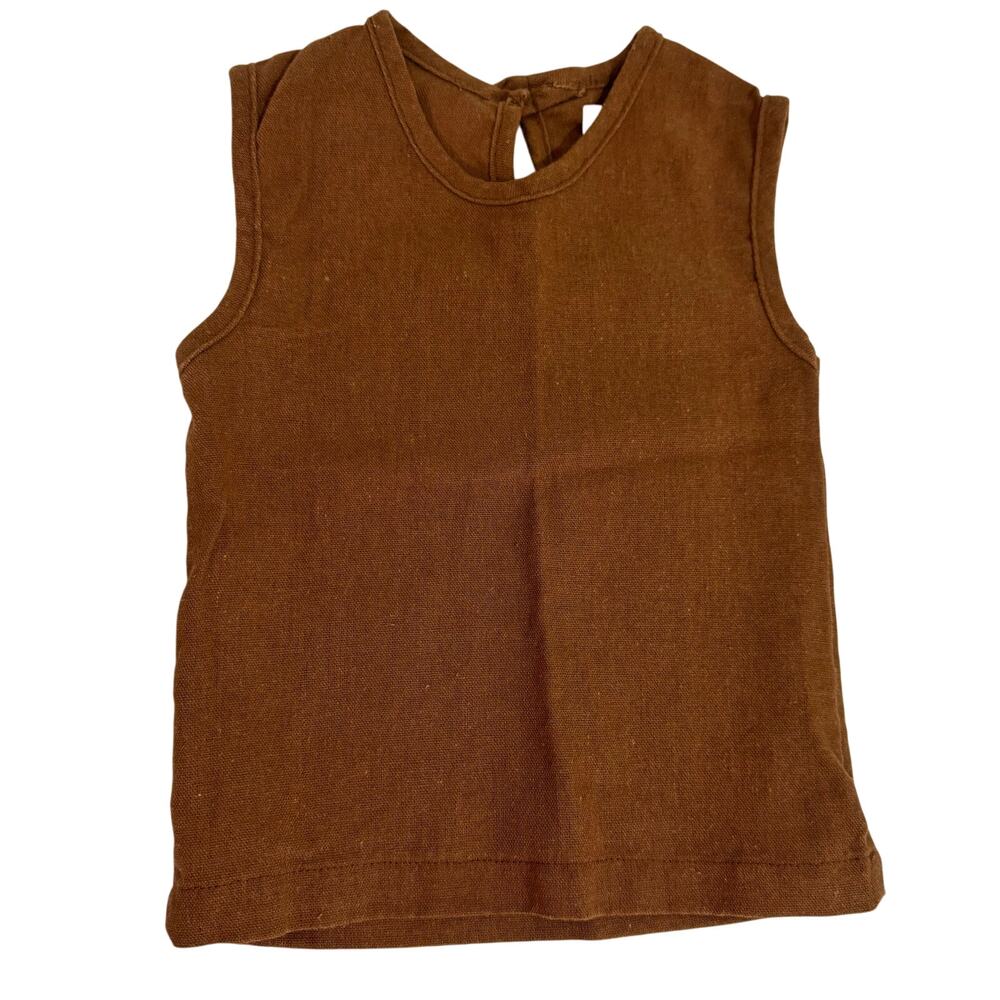 Earthe Walnut Brown Linen Tee Tank Top Size 6-12 Months